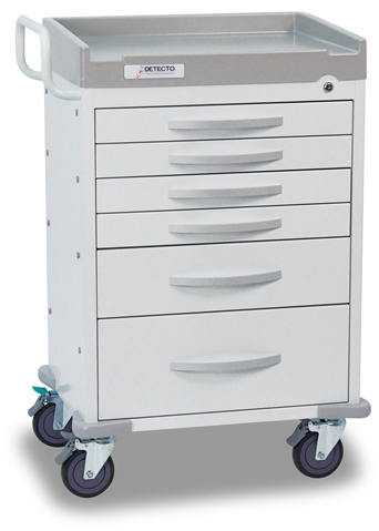 Detecto RC333369WHT, 6 White Drawers, Rescue Series, General Purpose Medical Cart