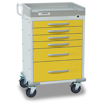 Detecto RC333369YEL, 6 Yellow Drawers, Rescue Series, Isolation Medical Cart