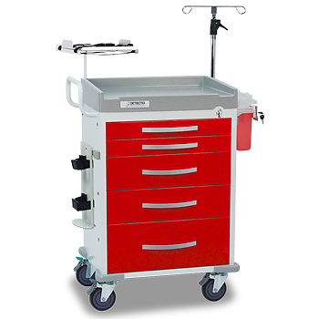 Detecto RC33669RED, 5 Red Drawers, Rescue Series ER Medical Cart