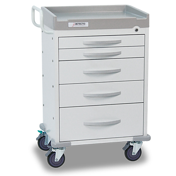 Detecto RC33669WHT, 5 White Drawers, Rescue Series, General Purpose Medical Cart